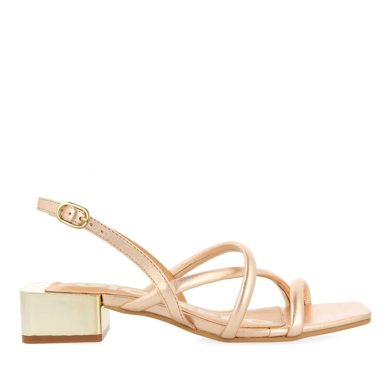 GOLDEN PINK SANDALS WITH METALLIC HEEL FOR WOMAN KOVARID 40