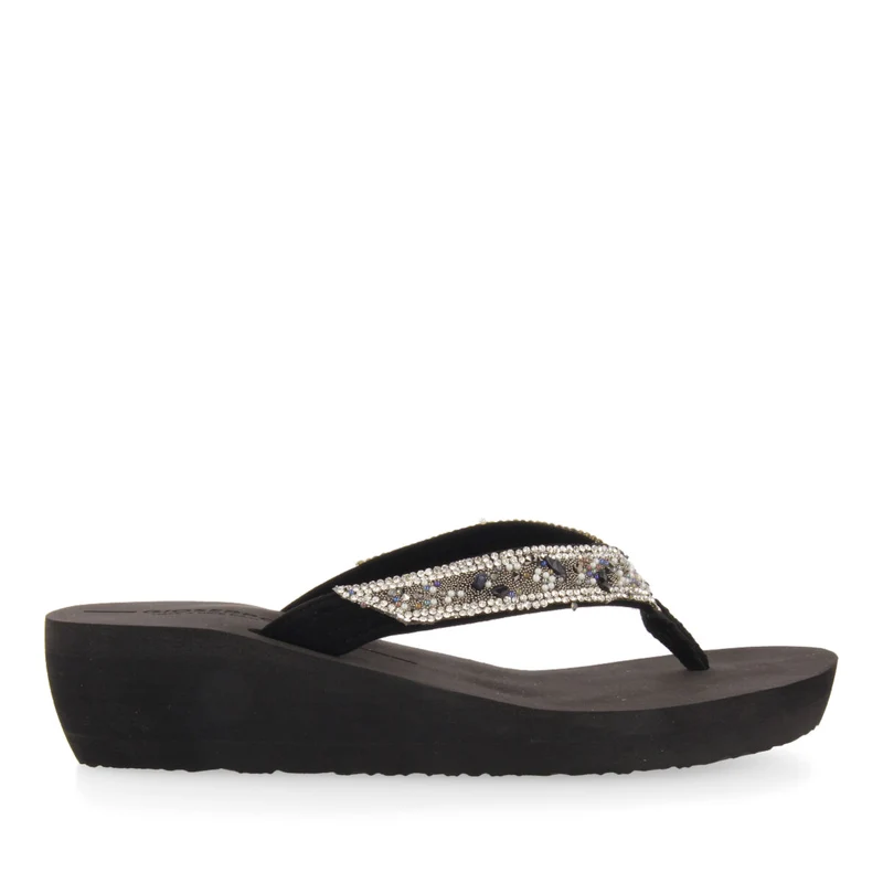 BLACK WEDGE FLIP FLOPS FOR WOMAN MEZZAGO 38