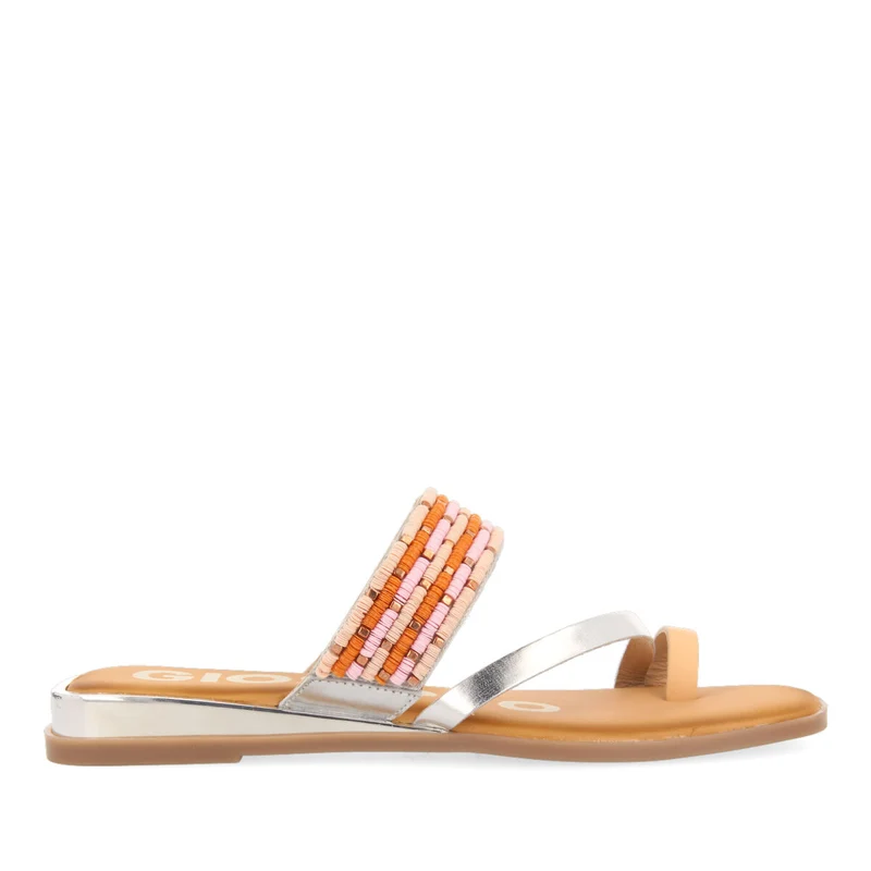SILVER MINI WEDGE SANDALS DETAILED WITH BEADS FOR WOMAN COTTLE 38