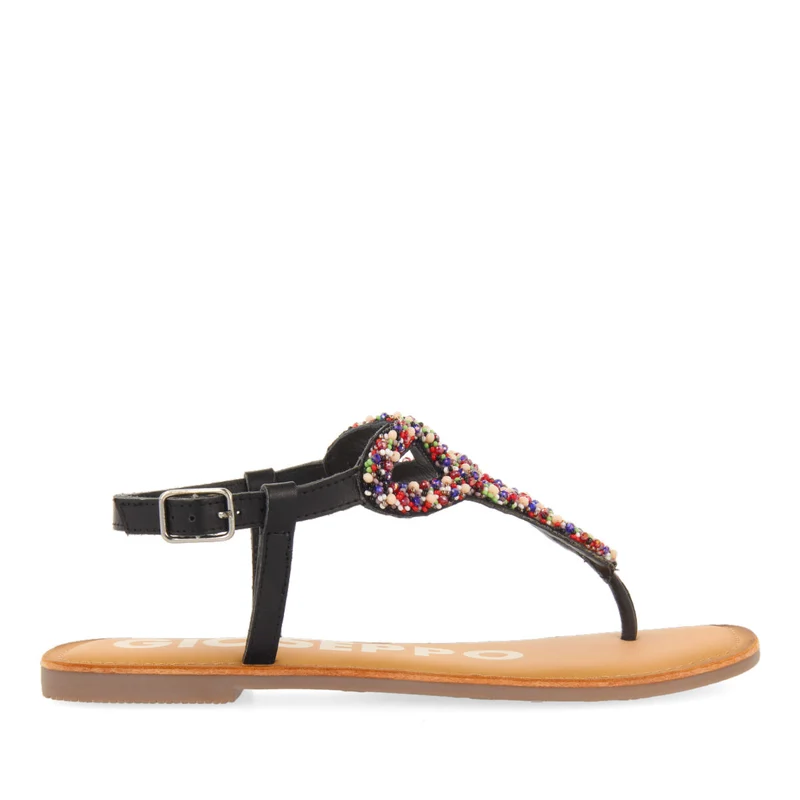 BLACK SANDALS WITH RHINESTONES FOR WOMAN YPANE 36