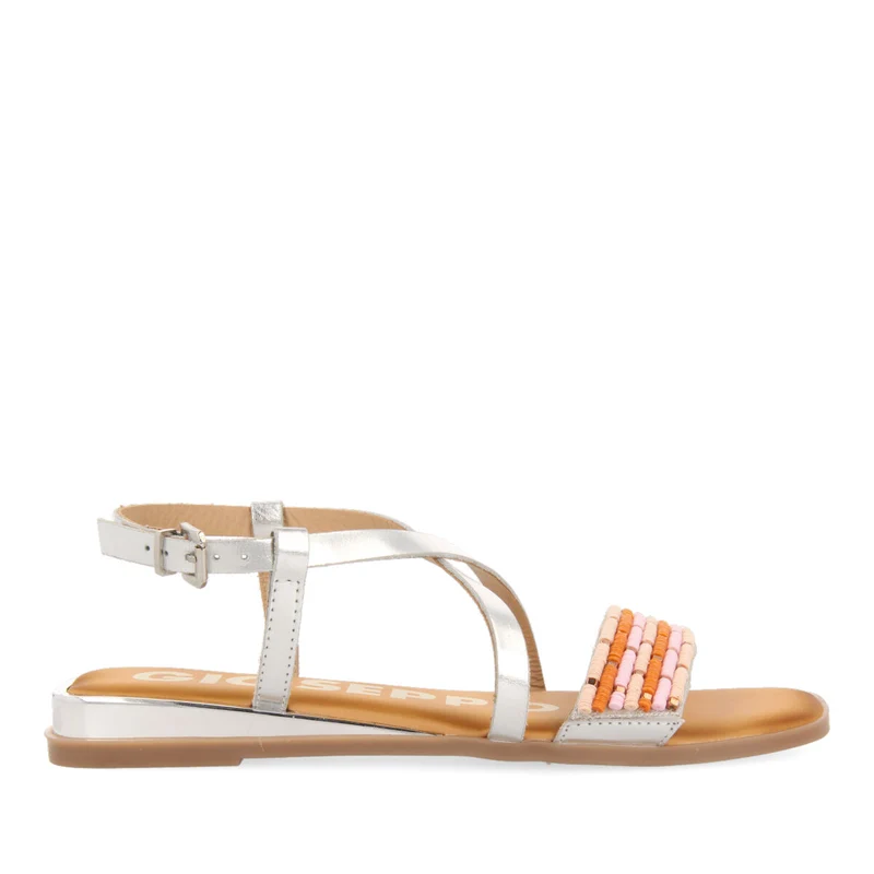 SILVER MINI WEDGE SANDALS DETAILED WITH BEADS FOR WOMAN DOBROVA 40
