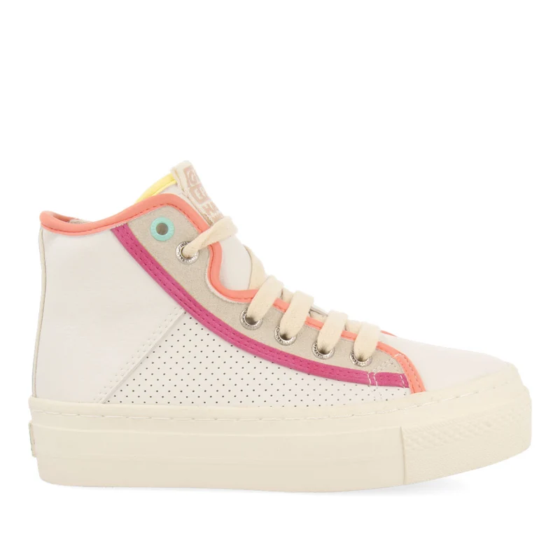 Lajinha girls white boot sneakers with colourful details 38