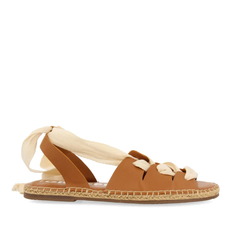 Atibaia women's tan leather espadrilles with ties 36