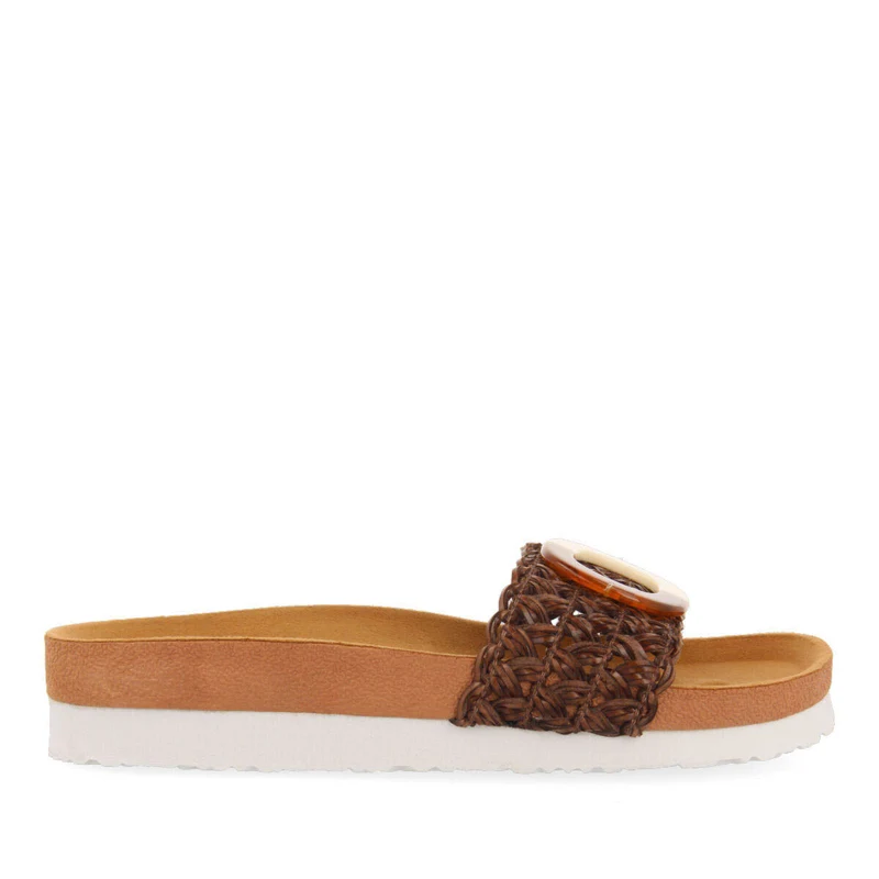 Candiva women's brown footbed slide sandals with decoration 36