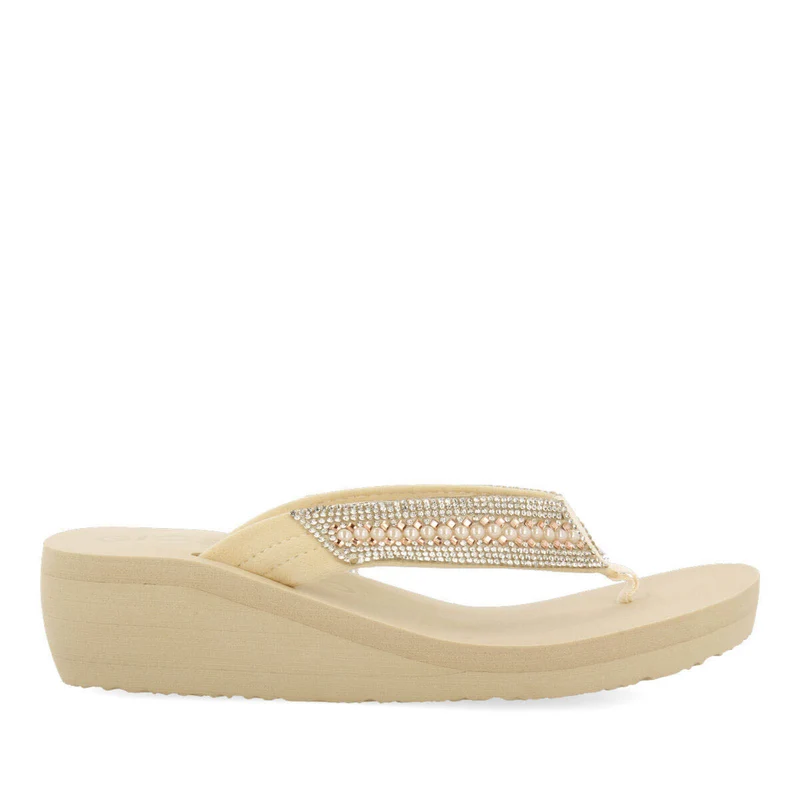 Berlone women's eva wedges with decorative straps with pearls 40