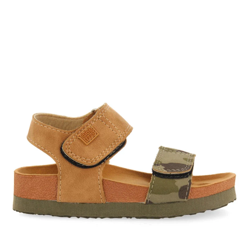 Abat boys khaki and camouflagerint footbed sandals 31
