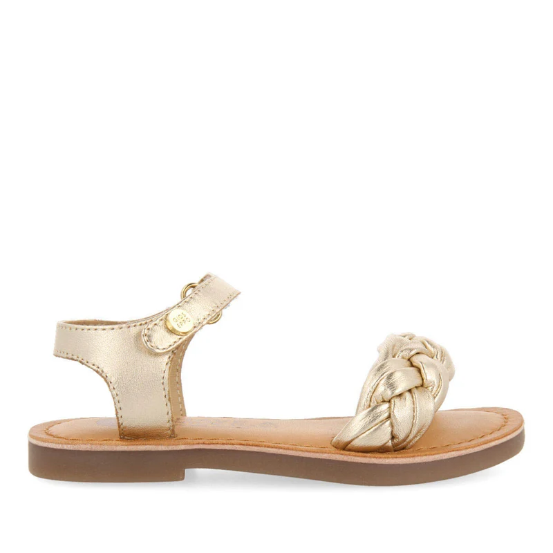 Ingai girlslatinumlaited leather sandals 26