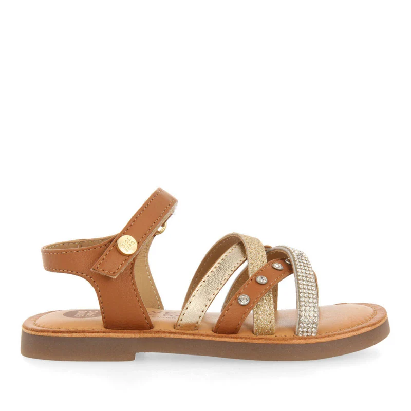 Niteroi girls detailed gold leather sandals 29