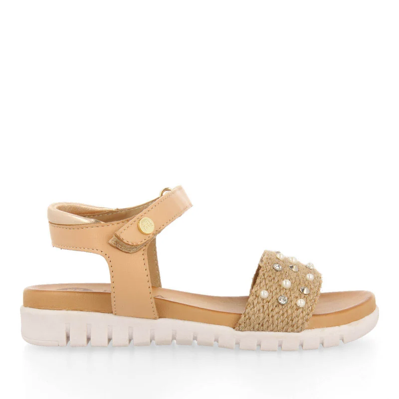 Outreau girls detailed rose gold jute sandals 36