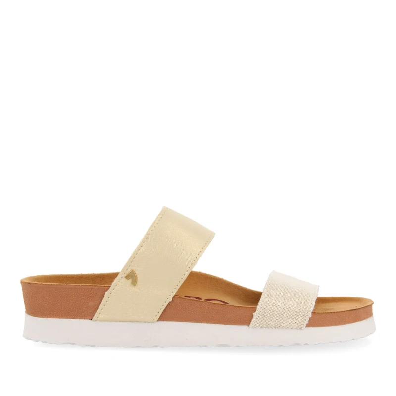 Whittier women's footbed sandals with gold straps 39