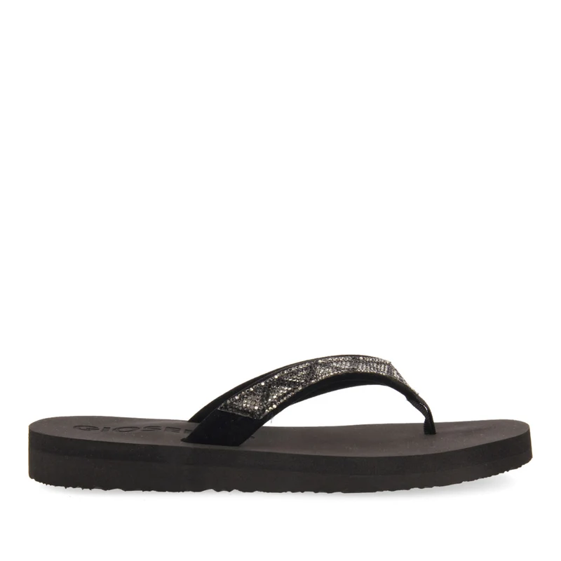 Cize women's black sandals with decorative crystals 41