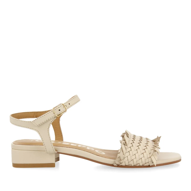 Kourou women's off-white braided sandals with low heels 41