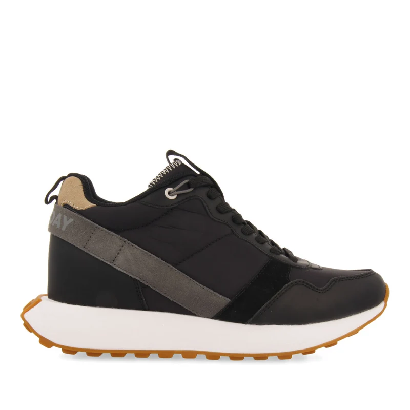 Noreuil women's black retro-style sneakers with inner wedges 35