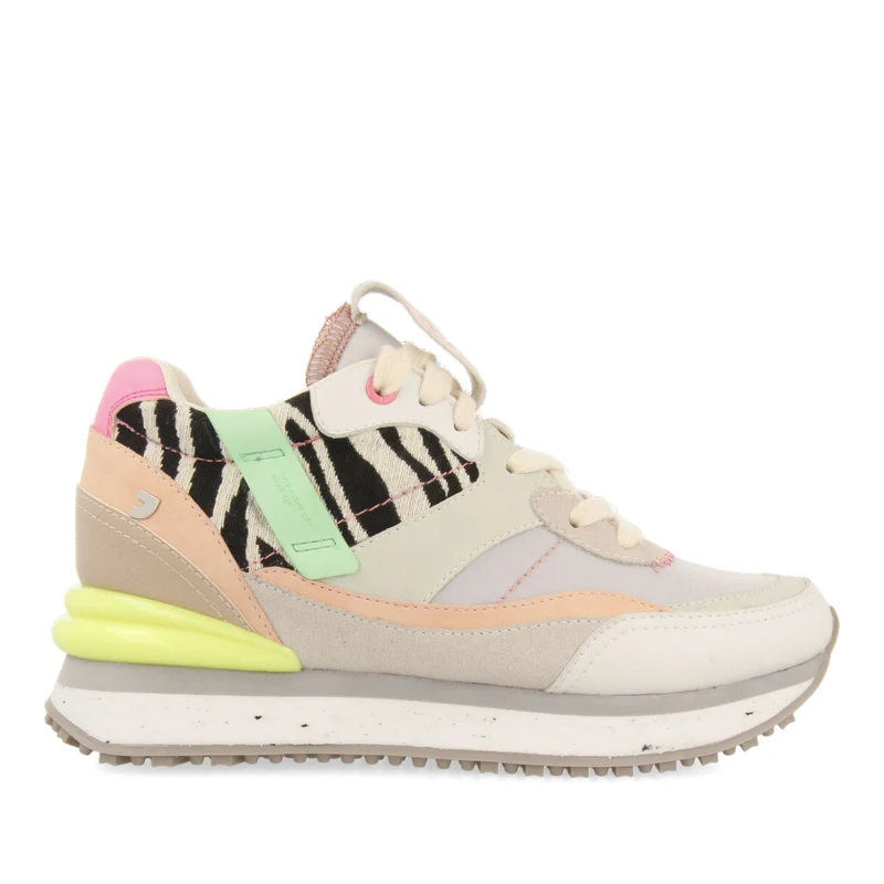 Jaciara women's white sneakers with inner wedges and a range of textures and prints 35