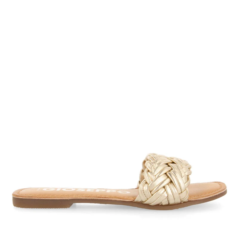 Chacrise women's flat sandals with braided gold vamps 35