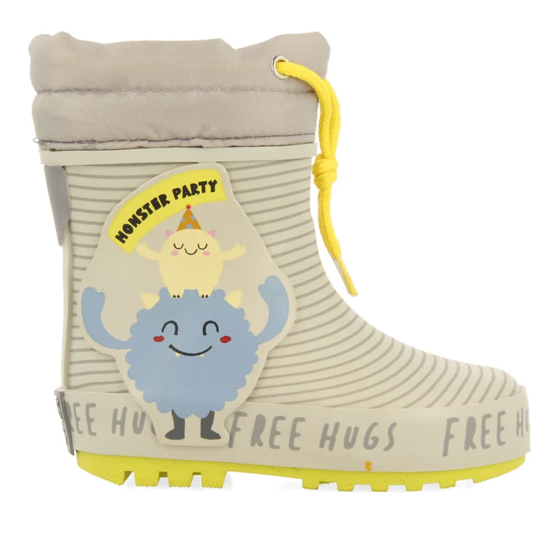Storla babies' grey monster-print welly boots 23