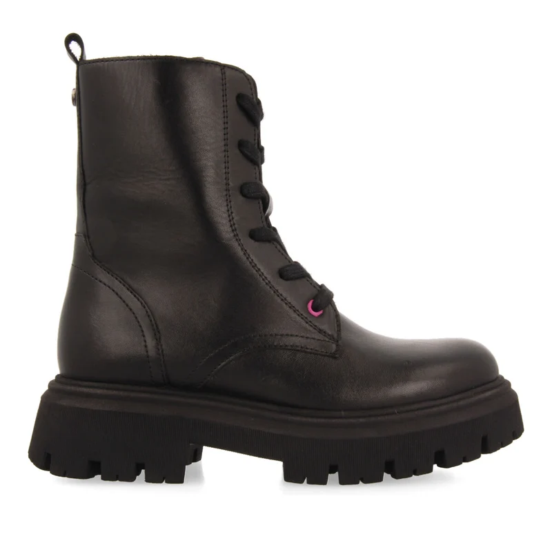 Gartness children's black leather lace-up ankle boots 35
