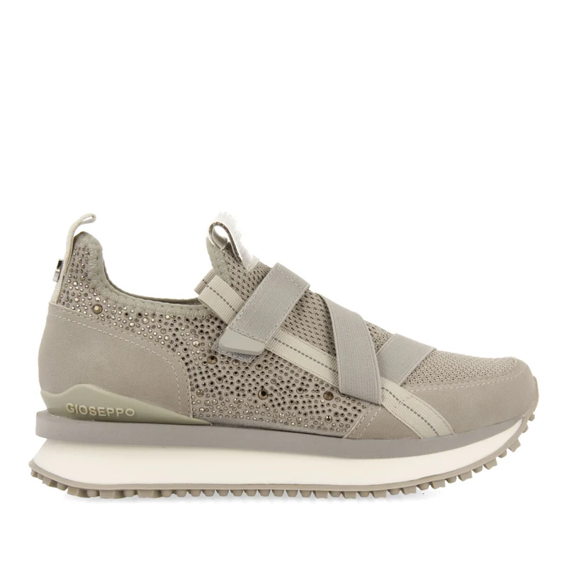 Drongan women's grey monochrome sock-style sneakers with crystals 39