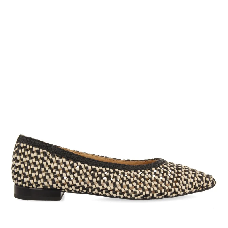 BICOLOR BRAIDED LEATHER BALLERINAS WITH POINTED TOE FOR WOMEN ATHERTON 38