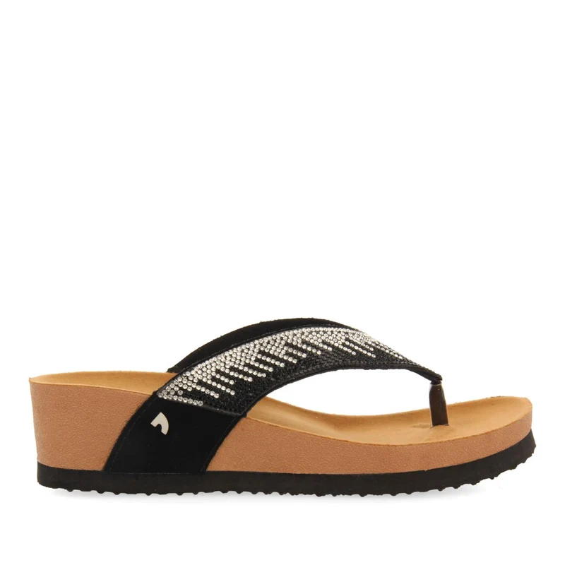 WEDGE SANDALS WITH BLACK COLOR STRAP AND RHINESTONES FOR WOMEN ISNELLO 41