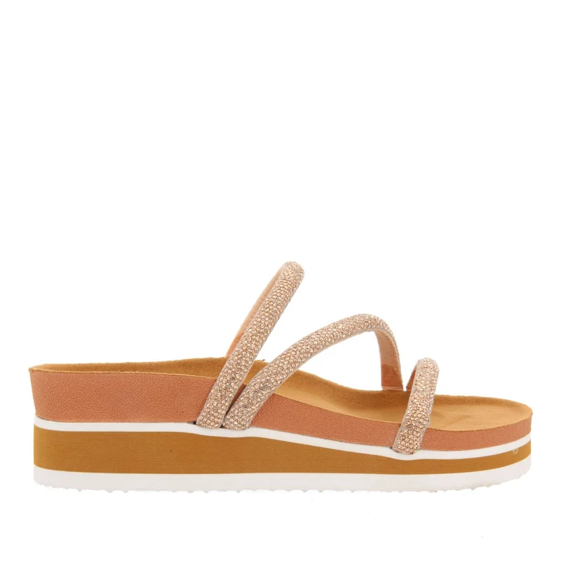 WEDGE SANDALS WITH GOLDEN RHINESTONE STRAPS FOR WOMEN BENCOVAC 36