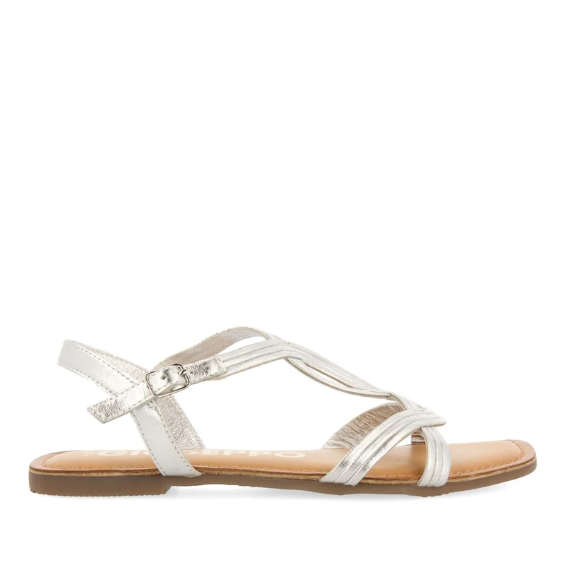 SILVER LEATHER CROSS STRAP SANDALS FOR WOMEN ELBASAN 38