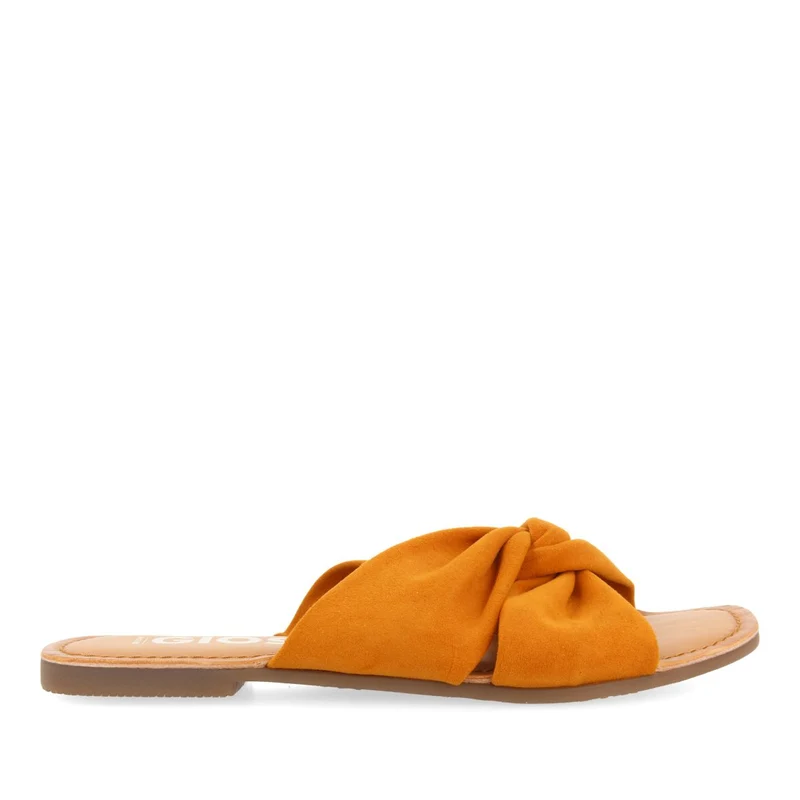 ORANGE LEATHER SLIDE SANDALS FOR WOMEN AGIRA 39