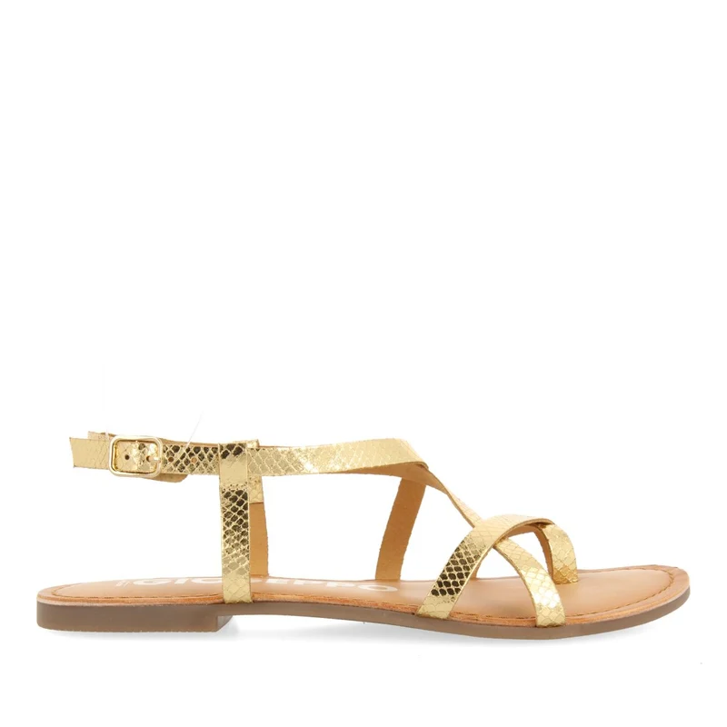 GOLDEN LEATHER SANDALS WITH THIN STRAPS FOR WOMEN COURSAN 35