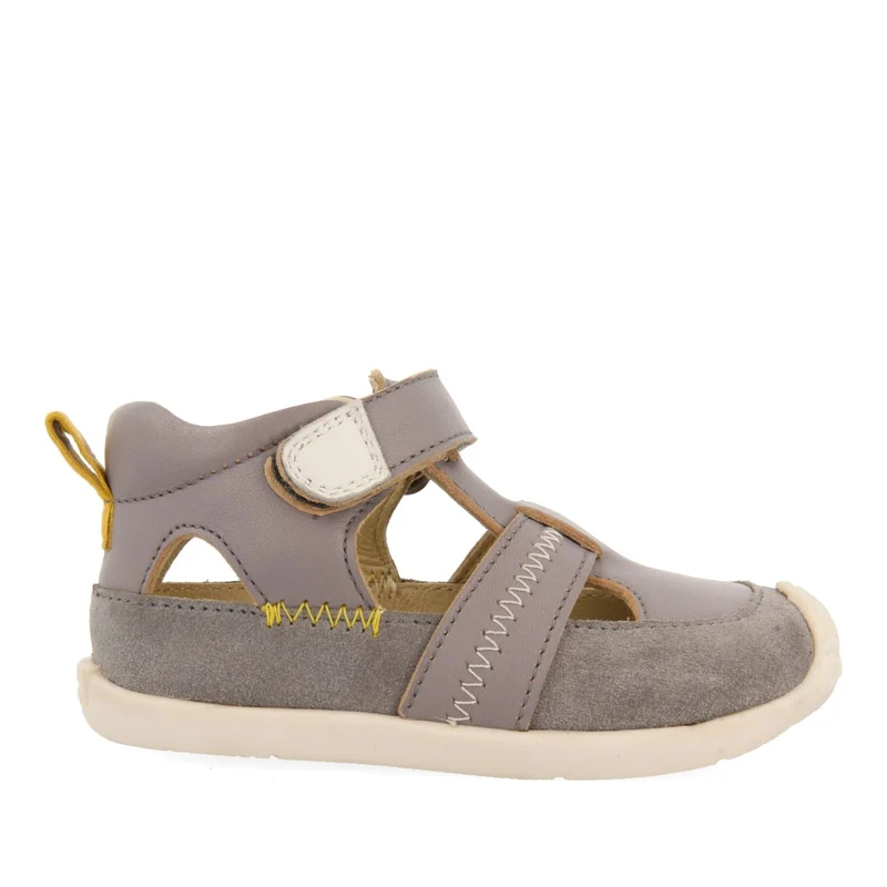 GRAY LEATHER BABY SANDALS CANGREJERAS STYLE WITH COLOR ACCENTS SLLOVE 19