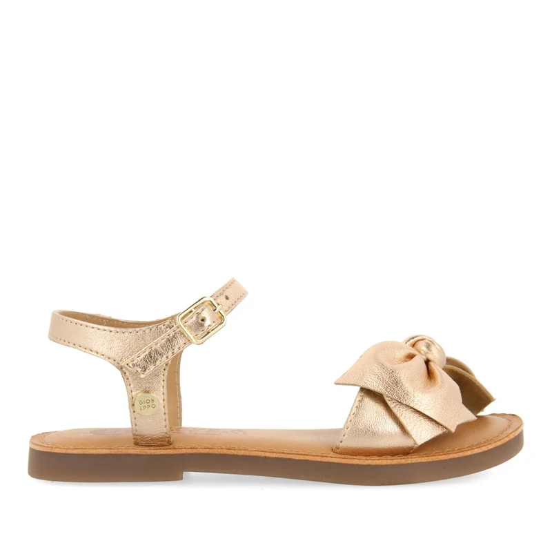 ROSE GOLD LEATHER SANDALS WITH BOW FOR GIRL AND BOY VARZIM 37