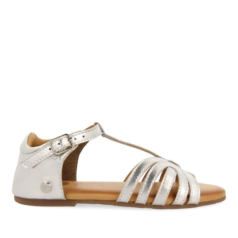 SILVER LEATHER SANDALS WITH STRAPS FOR GIRL AND BOY ARIPEKA 31