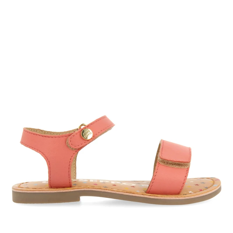 CORAL COLORED LEATHER SANDALS WITH FANTASY PRINT FOR GIRL AND BOY GIGEAN 28