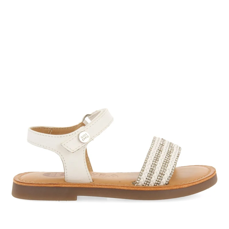NUDE COLOR LEATHER SANDALS WITH EMBELLISHMENT AND ADJUSTABLE CLOSURE FOR GIRL AND BOY MIREVAL 29