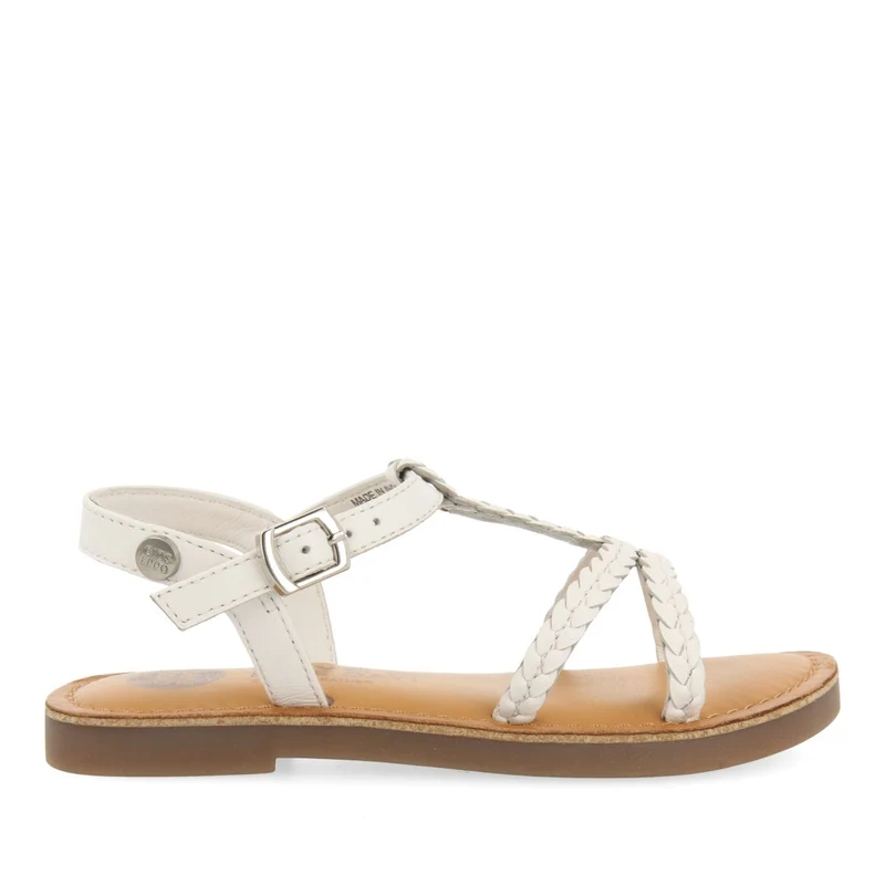 WHITE LEATHER SANDALS WITH BRAIDING FOR GIRL AND BOY CINISI 31