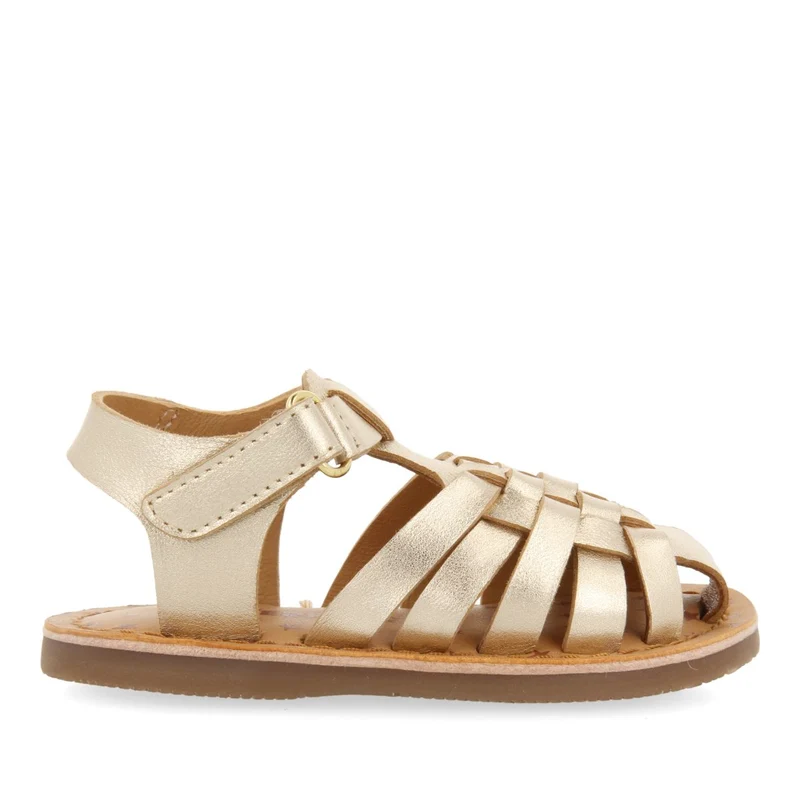 GOLDEN LEATHER CRAB-STYLE SANDALS FOR BABY HARRAH 21