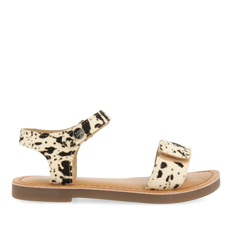 LEATHER SANDALS WITH ANIMAL PRINT AND ADJUSTABLE CLOSURE FOR GIRLS SELITE 28