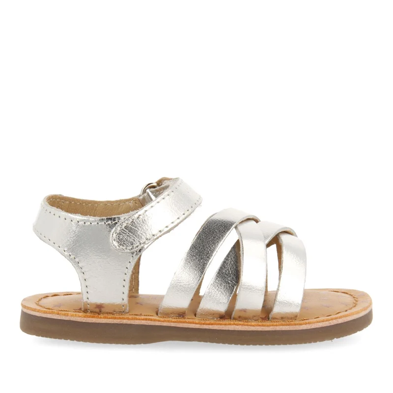 SILVER LEATHER ROMAN STYLE SANDALS FOR BABY FLEURY 25