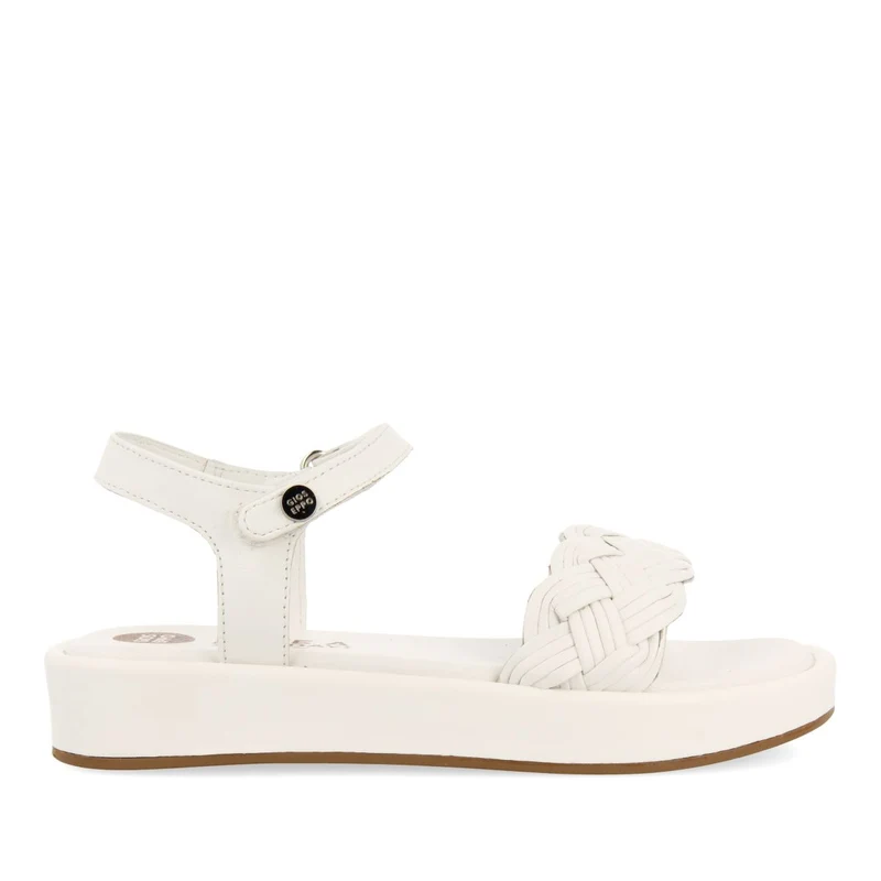 WHITE LEATHER SANDALS WITH BRAIDING AND VOLUMINOUS SOLE FOR GIRL AND BOY SHANICO 36