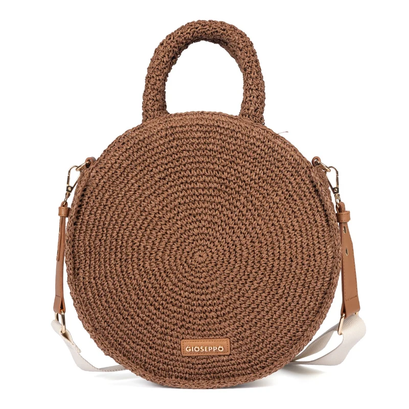 ROUND LEATHER BRAIDED BASKET MIMS UNICO