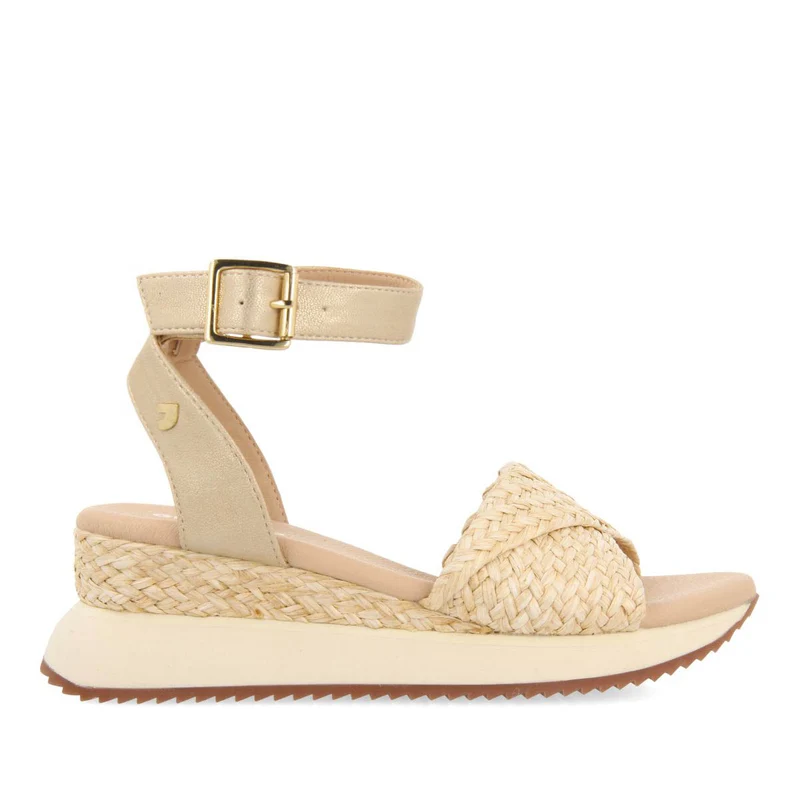 BEIGE and GOLD SPORTS SANDALS WITH WEDGE FOR WOMEN MEHAMA 37