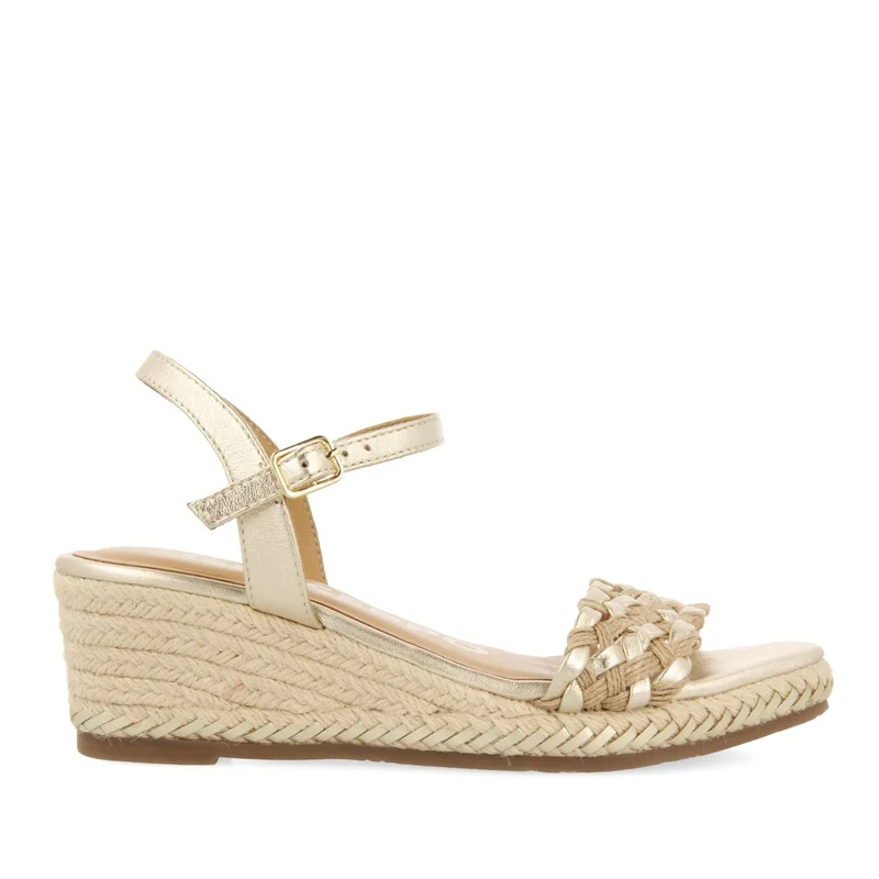 LEATHER SANDALS WITH TWO-TONE BRAIDING AND JUTE WEDGE FOR WOMEN SUNOL 41