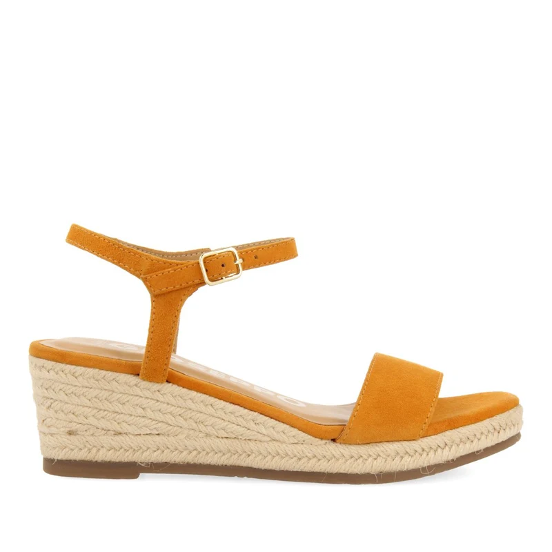ORANGE LEATHER WEDGE SANDALS WITH JUTE FOR WOMEN XARRE 36