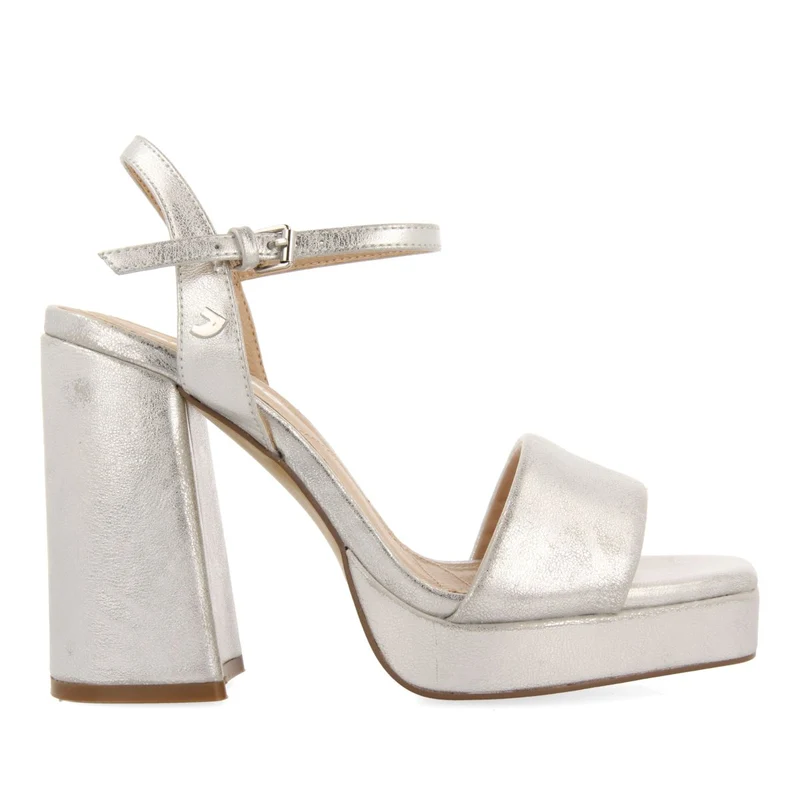 SILVER HIGH HEEL SANDALS WITH PADDED STRAP FOR WOMEN LEHIGH 36