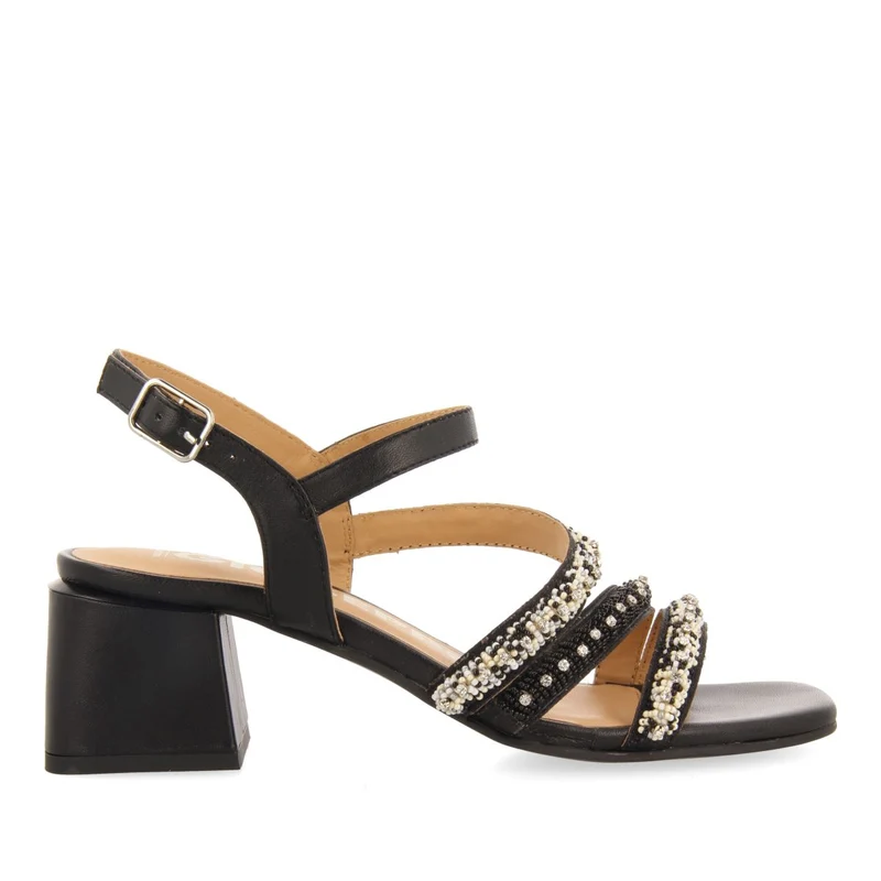 BLACK HEEL SANDALS WITH MULTICOLOR STRAPS AND DETAILS FOR WOMEN BALAO 39