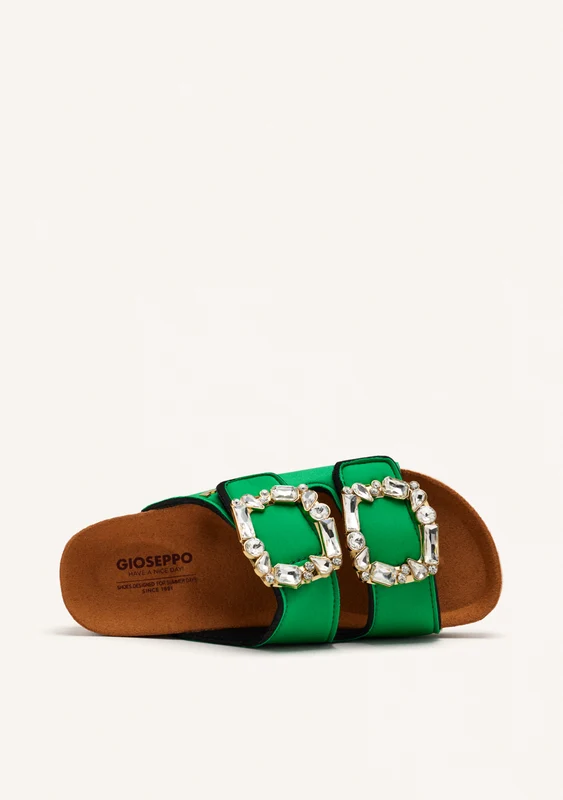 ADERKLAA WOMEN'S GREEN BIO STYLE SANDALS WITH JEWEL EMBELLISHMENT 41