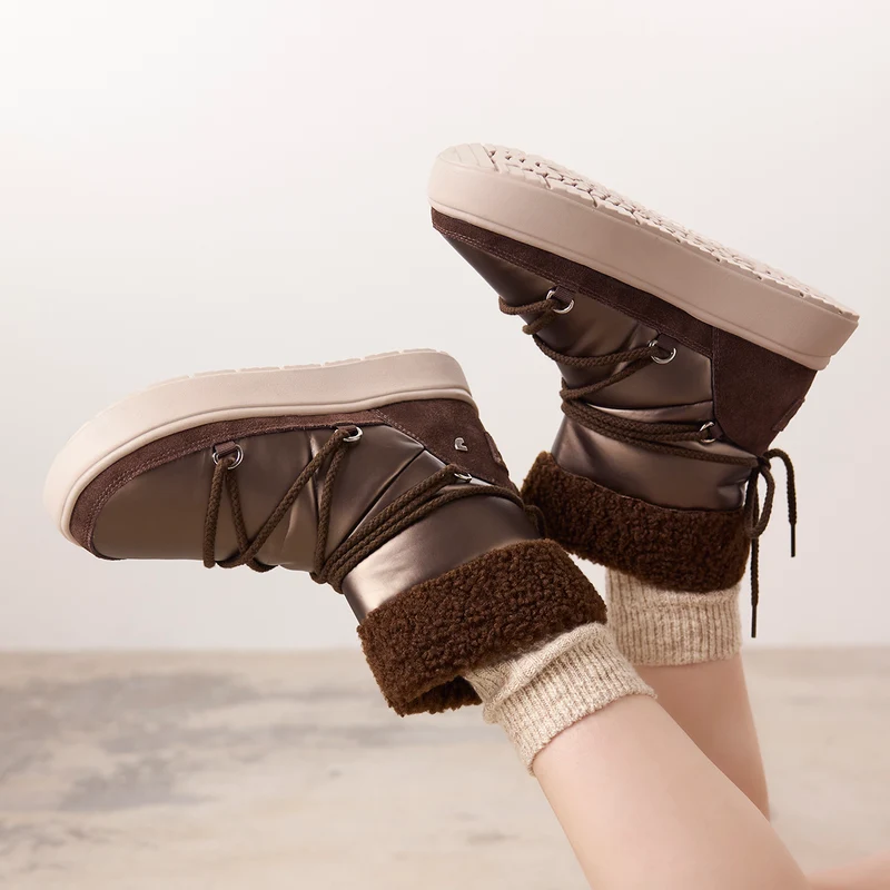 METALLIC APRÈS SKI BOOTS WITH SHEARLING WOLCOTT 36