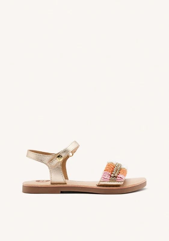 METALLIC LEATHER BEADED SANDALS COUDERAY 39