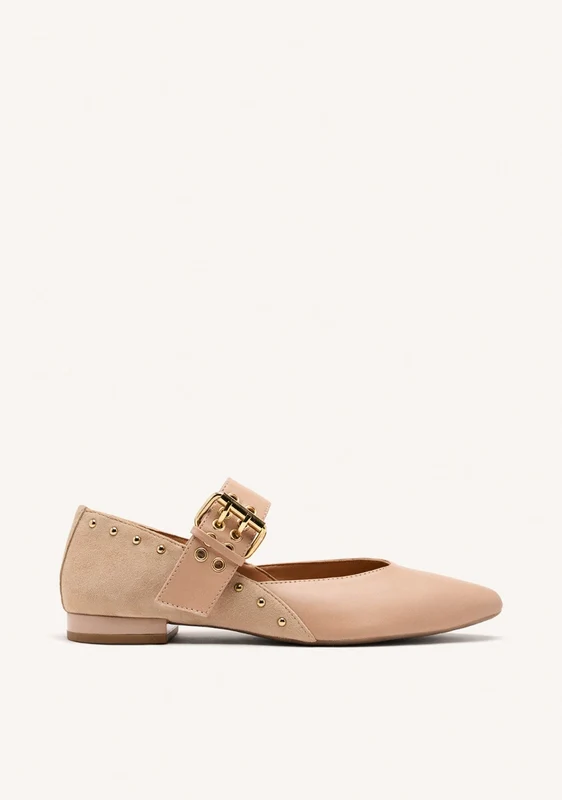 STUDDED LEATHER BALLET FLATS GRANTHAM 39