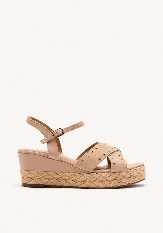 LEATHER SANDALS AND RAFFIA WEDGE GILSUM 38