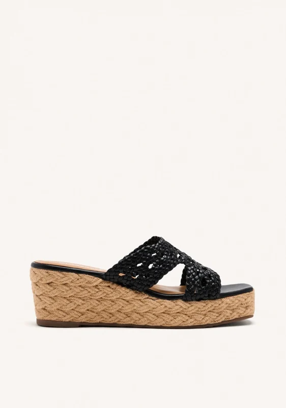 BRAIDED LEATHER SANDALS AND JUTE WEDGE BRIMFIELD 38